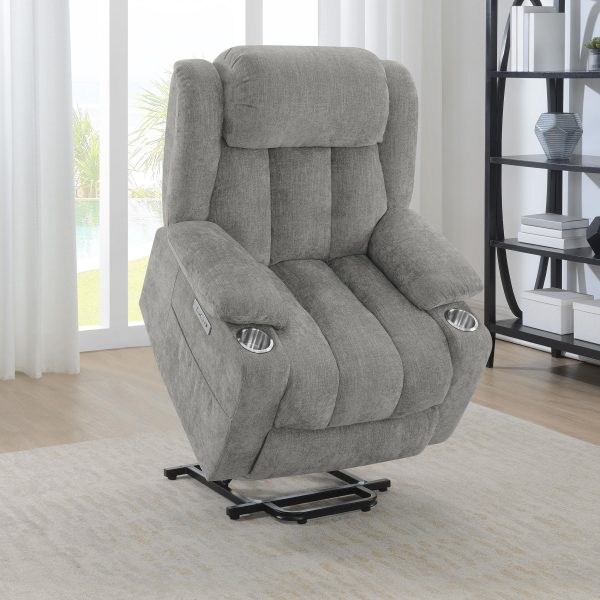 Houston Upholstered Power Lift Recliner Chair Grey Discount