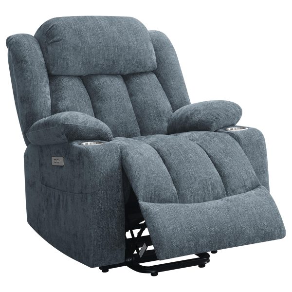 Houston Upholstered Power Lift Recliner Chair Slate Blue Supply