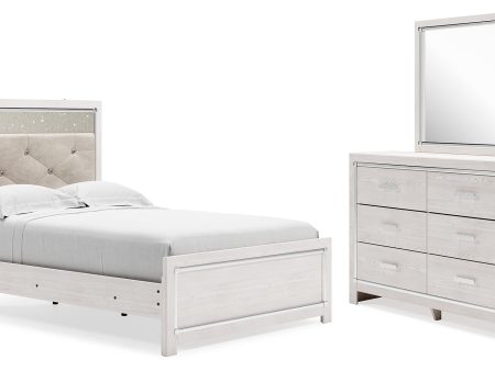 Altyra Full Panel Bed with Mirrored Dresser in White For Discount