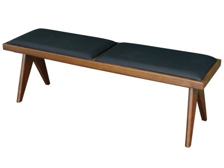 Kody Black Vegan Leather Bench For Discount