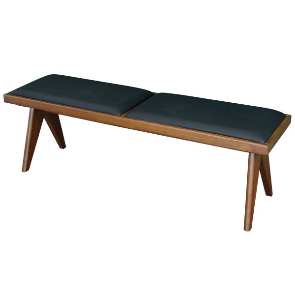 Kody Black Vegan Leather Bench For Discount