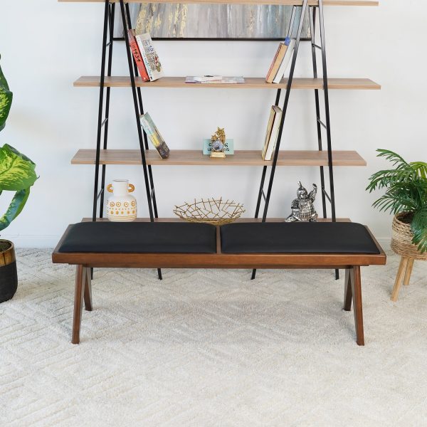 Kody Black Vegan Leather Bench For Discount